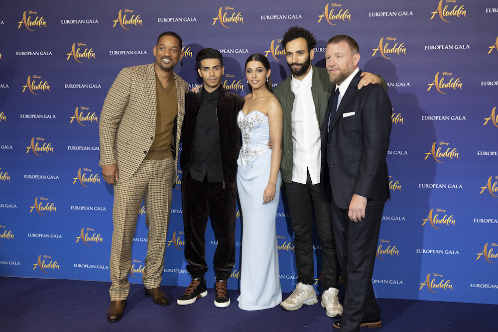 Will Smith, Mena Massoud, Naomi Scott, Marwan Kenzari & Guy Ritchie at the Aladdin European Gala Screening. Photo: Courtesy of Disney