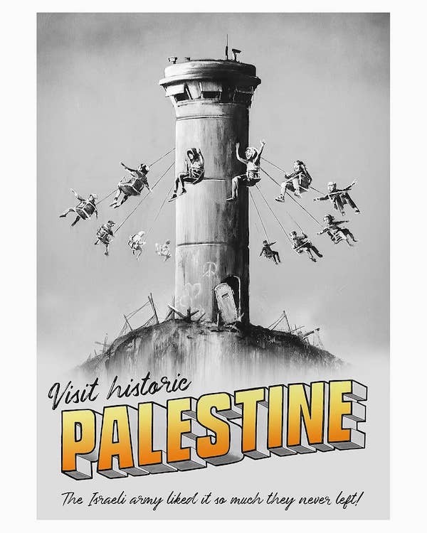 A tongue-in-cheek promotional poster for Palestine by Banksy (2018)