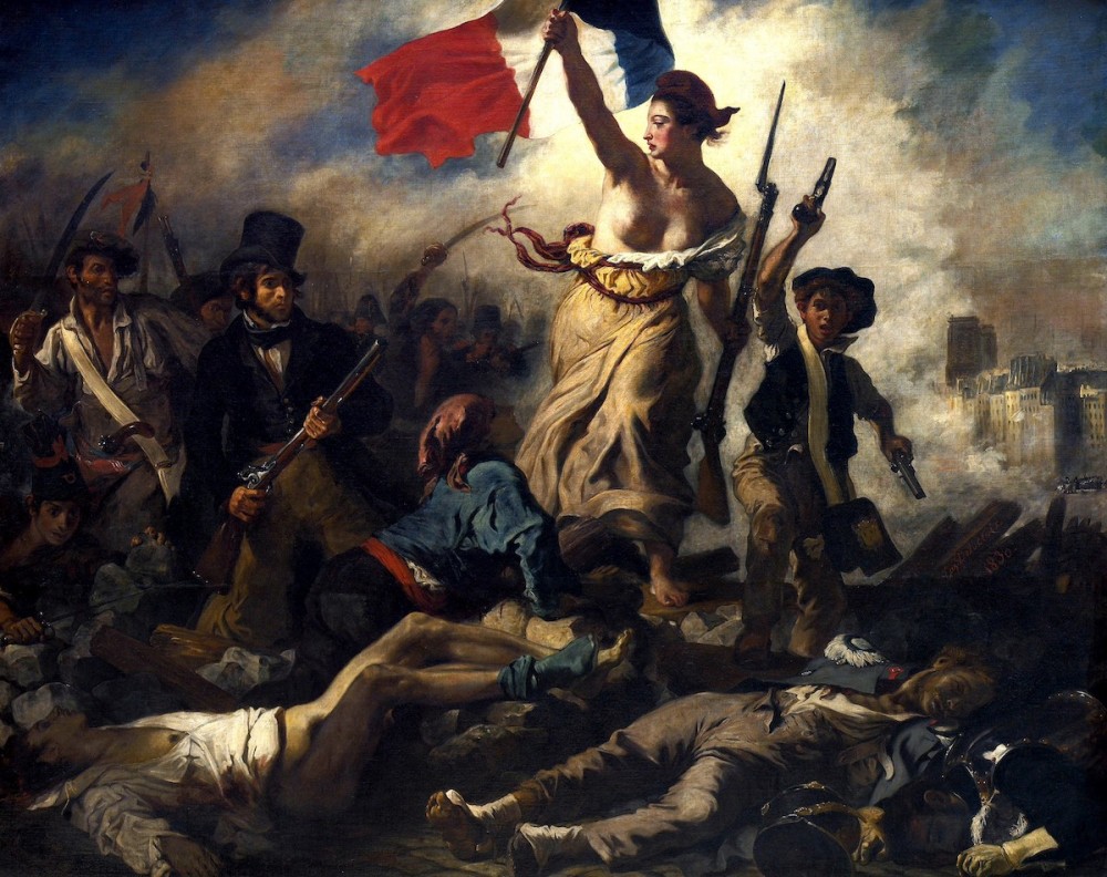 Eugène Delacroix's "Liberty Leading the People" is currently at the Louvre in Paris, France