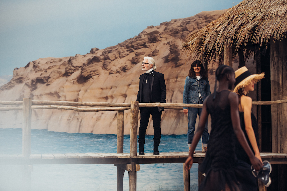 Karl Lagerfeld and Virginie Viard at the Chanel spring/summer 2019 show. Photo: Chanel