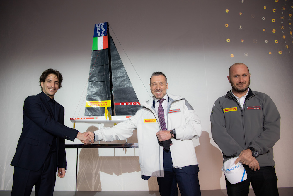 Mr. Lorenzo Bertelli with Panerai’s CEO Jean-Marc Pontroué and Patrizio Bertelli, President of Luna Rossa and CEO of the Prada Group
