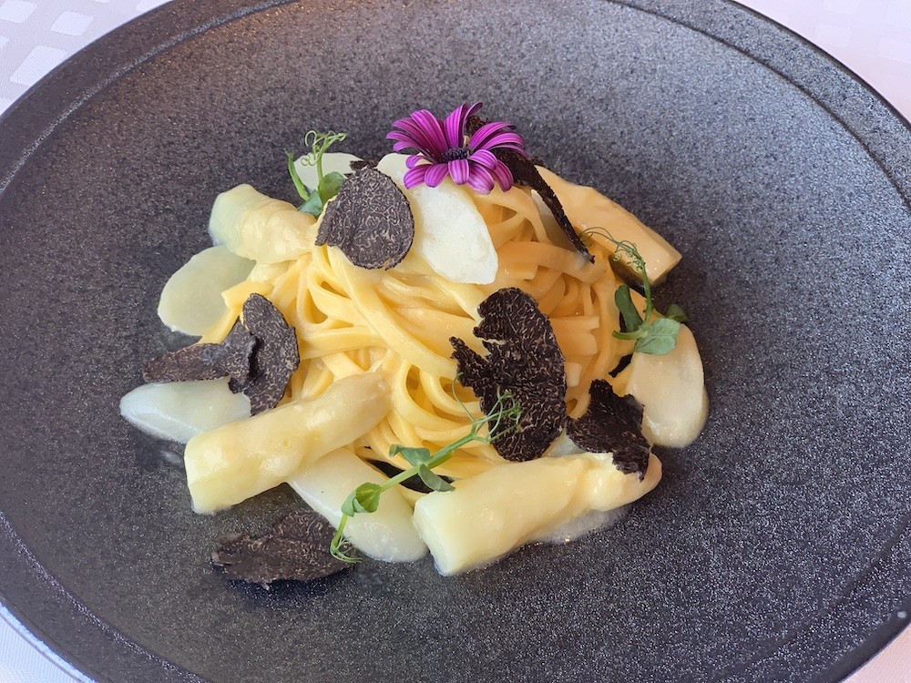 Angelini's Tagliatelle with White Asparagus, Black Truffle and Parmesan (photo courtesy of Angelini)