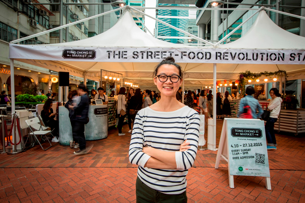 Janice Leung Hayes in front of the Tong Chong Street Market