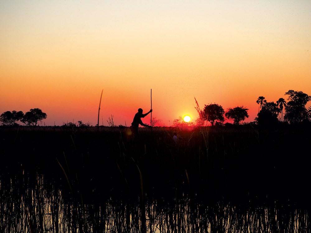 A trip to the Okavango Delta is not complete without a sunset cruise in a mokoro. Photo by Kee Foong
