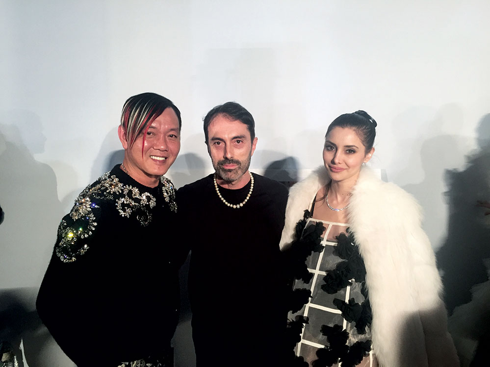 With husband, Stephen Hung, and designer, Giambattista Valli