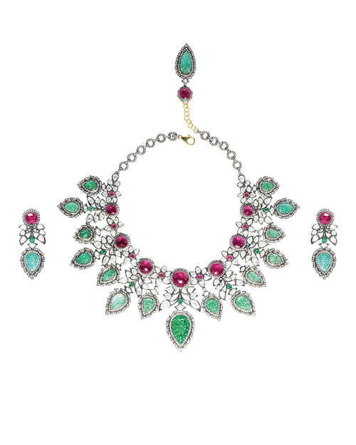 An intricate necklace and earrings set by Amrapali