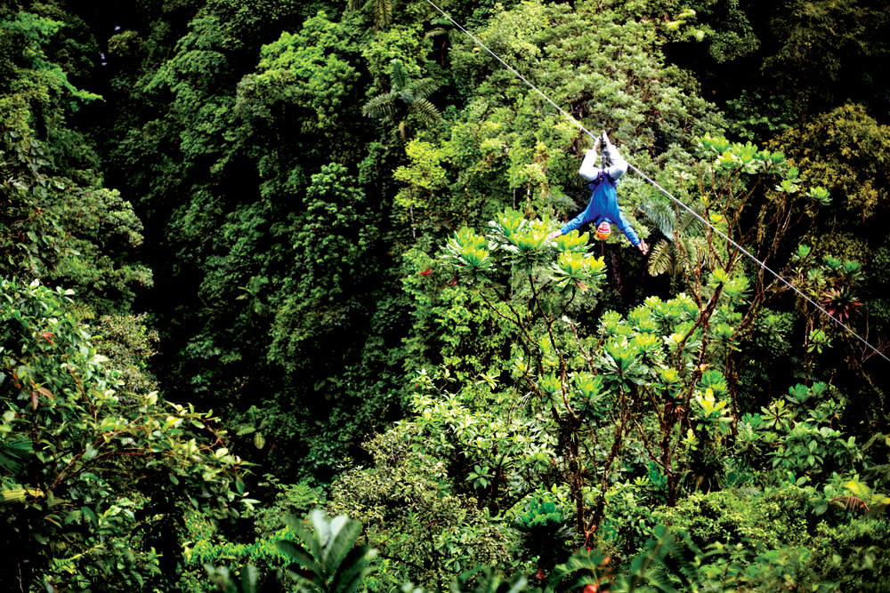 Ziplining through the  forest canopy of Costa Rica has put this South American country on the map of thrill-seekers. Photo by Corbis