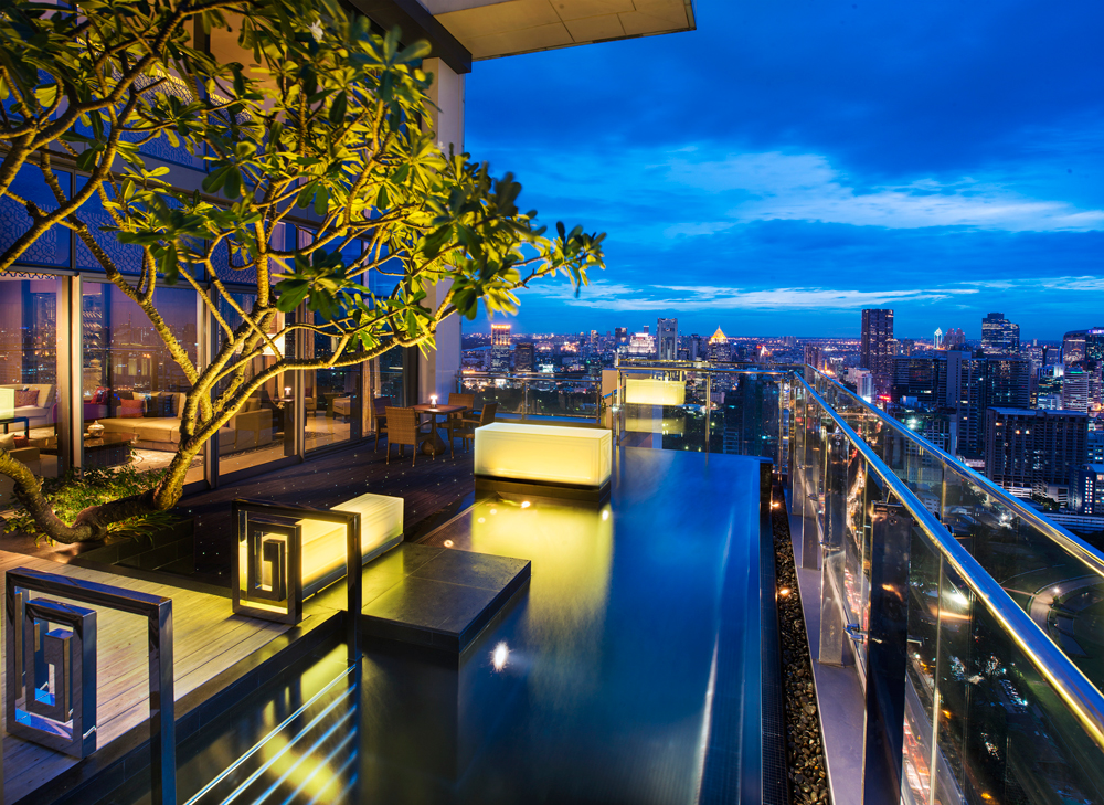 The spacious outdoor terrace at Heinecke’s penthouse at Bangkok’s St Regis
