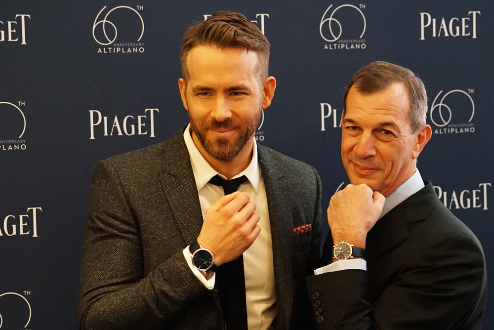 Ryan Reynolds and Piaget CEO Philippe Léopold-Metzger