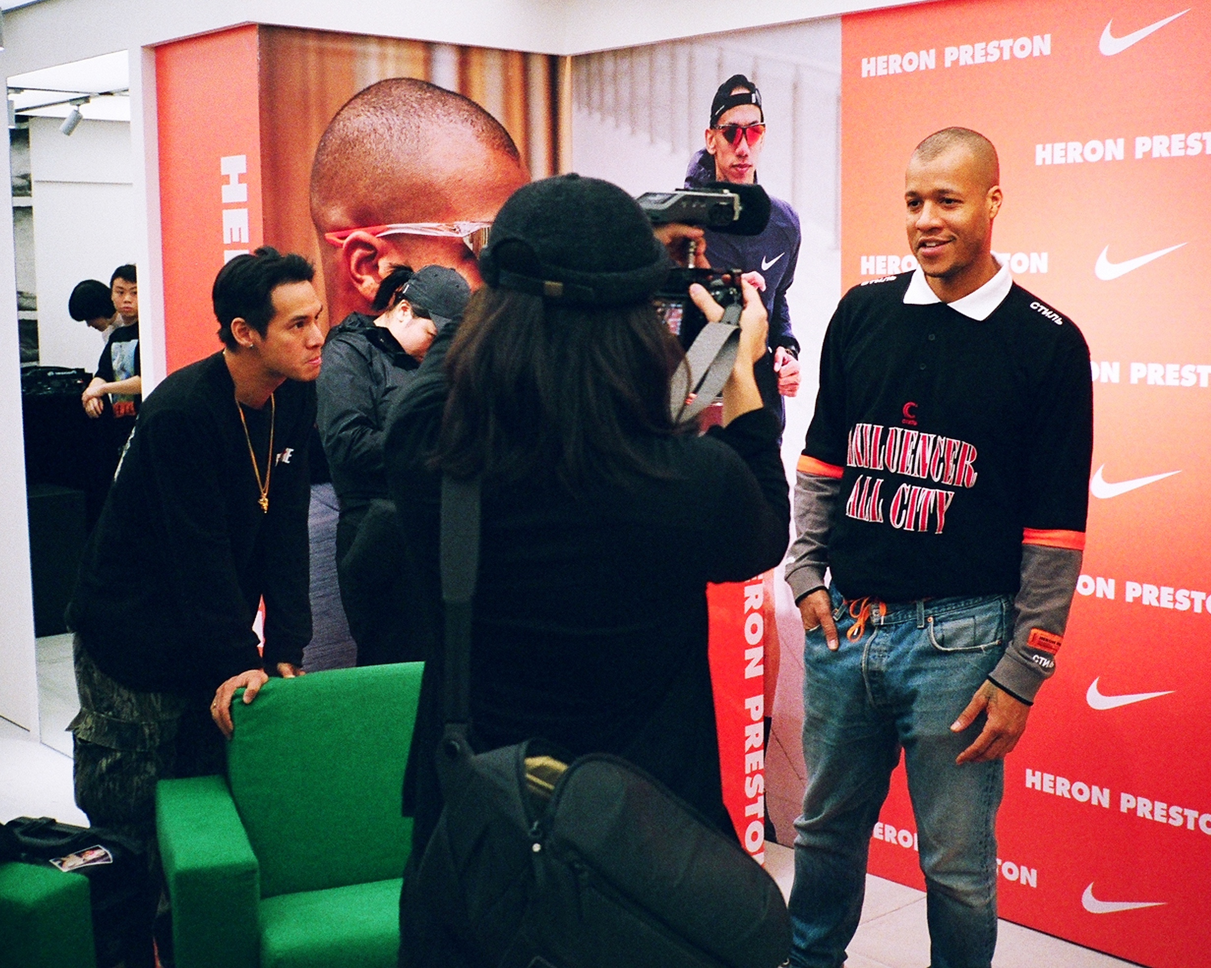 Heron Preston at his first flagship store opening in Hong Kong