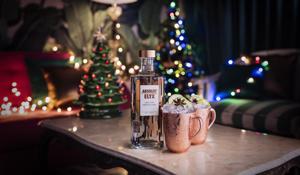 Copper mule cup with 1 litre bottle 