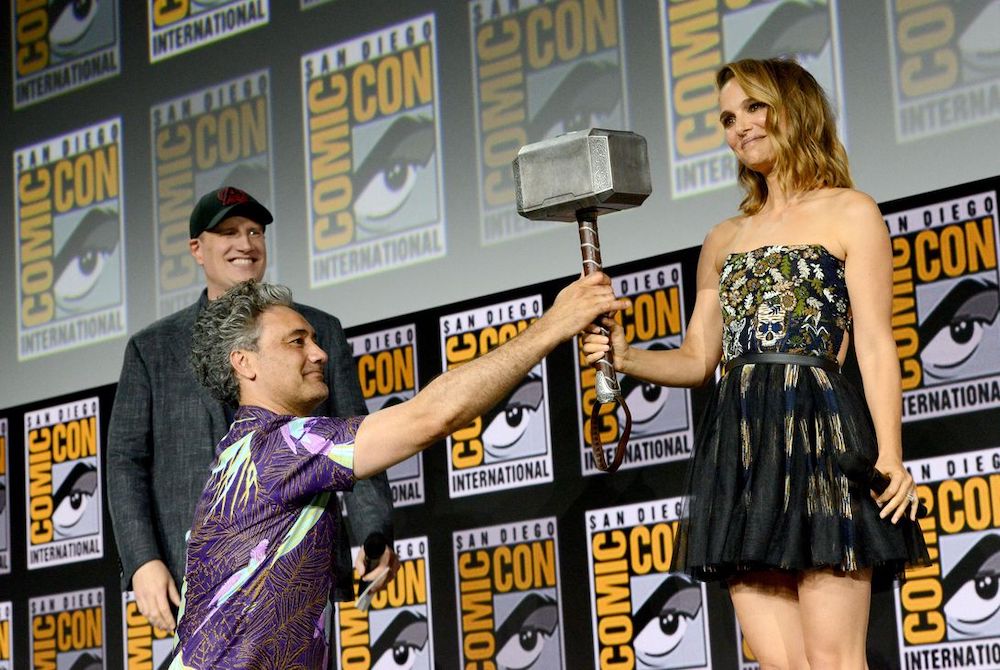 Natalie Portman accepting Thor's Hammer. Photo: Getty Images/CNet