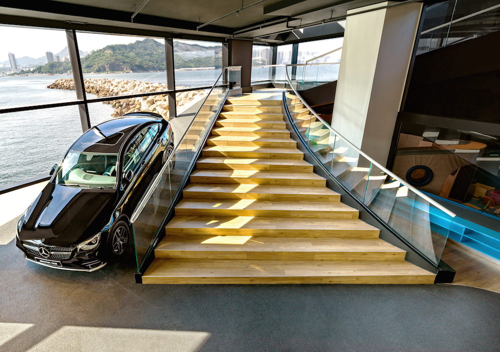 Mercedes-Benz's Brand Centre showroom grand staircase