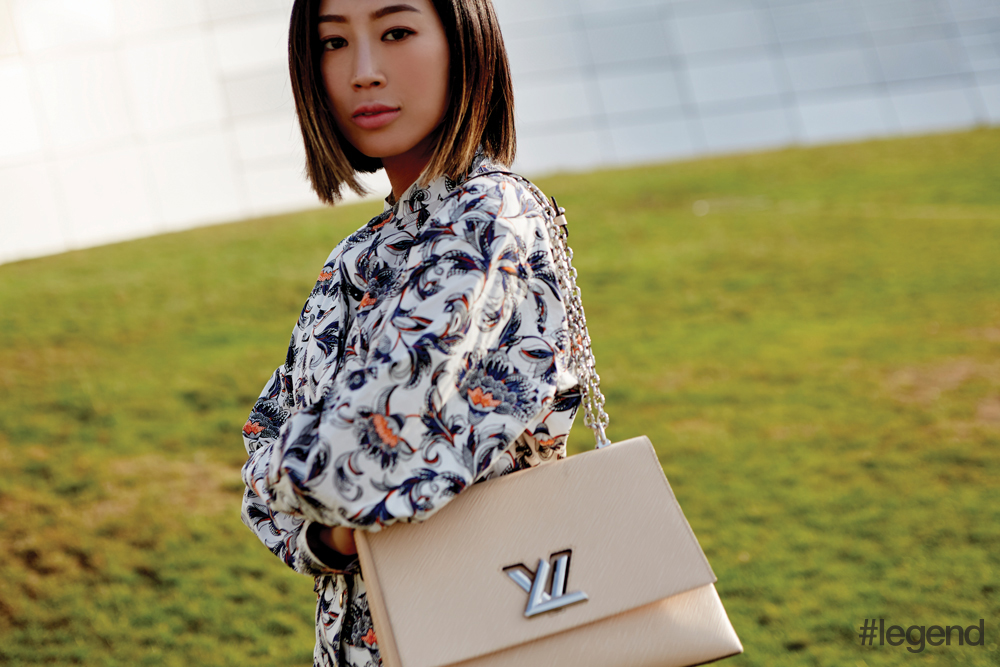 Aimee Song is seen on the street attending LOUIS VUITTON during Paris