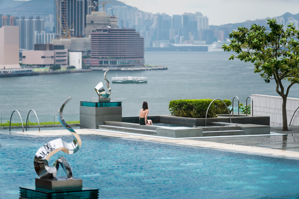 The beautiful infinity pool and jacuzzi boasts one of the best views in the city