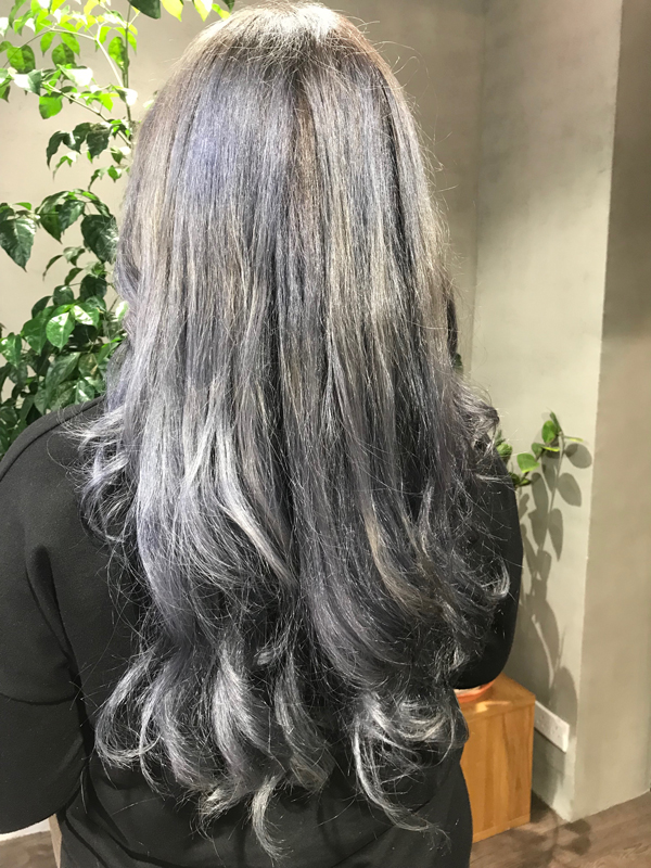 The 'after' photo: a sleek and shiny blue-grey, done completely with toner