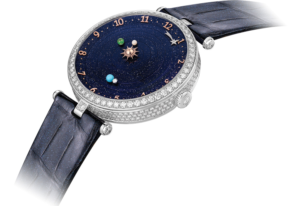 Lady Arpels Planétarium with a glittering blue alligator strap