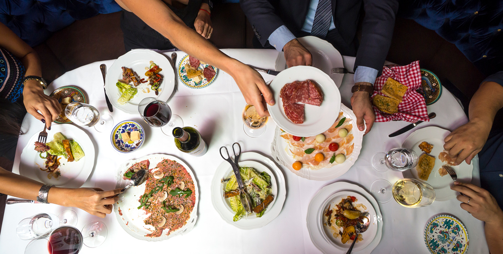 A spread of family style 'red sauce' New York Italian fare at Carbone Hong Kong