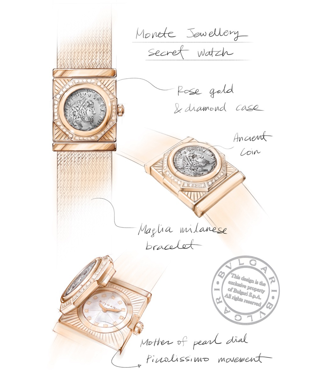 Bvlgari 2026_03Maglia Milanese Monete Secret Watch_104328_Sketch_Color_001 Large