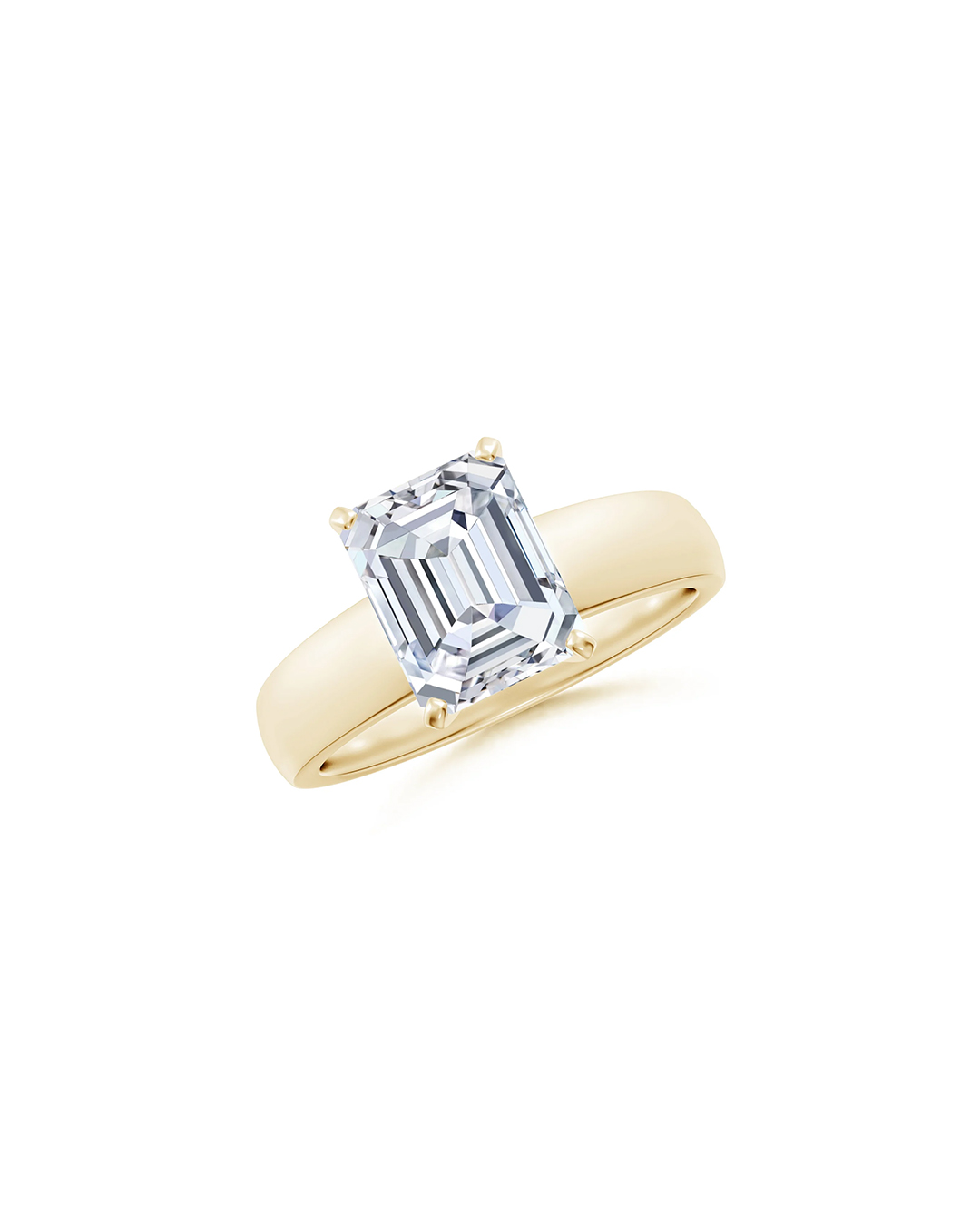 Lab-grown prong-set emerald-cut diamond solitaire engagement ring by Angara