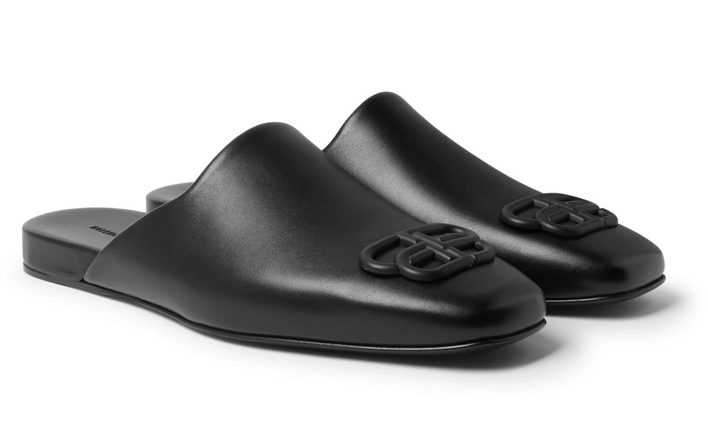 Balenciaga – BB Logo-Embellished Backless Leather Loafers