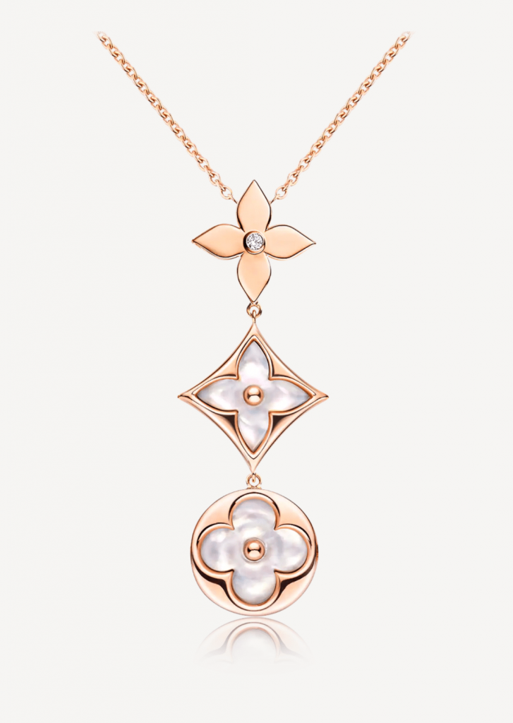 Louis Vuitton B Blossom Necklace 18K Rose Gold with 18K White Gold, Pink  Opal