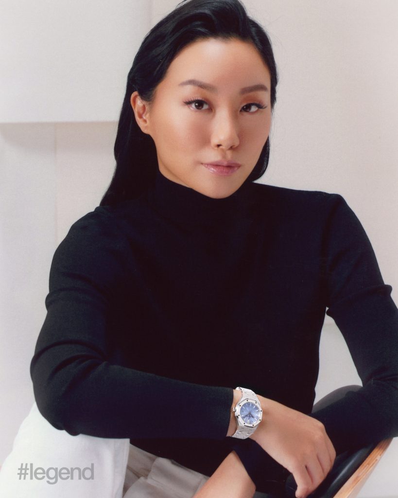 Ruth Chao wears Audemars Piguet 34 mm Royal Oak Selfwinding in Frosted Gold