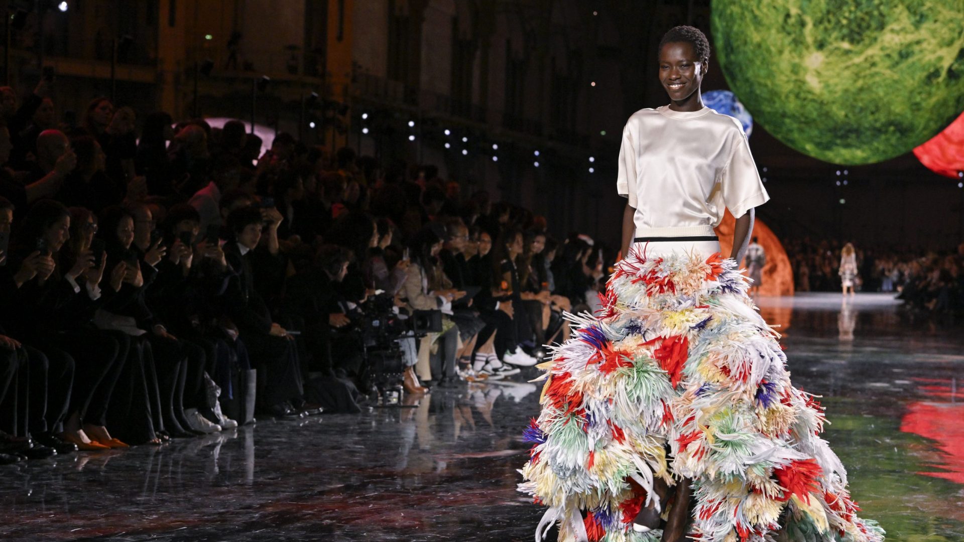 PARIS, FRANCE - OCTOBER 06: A model walks the runway during the Chanel Ready to Wear Spring/Summer 2026 fashion show as part of the Paris Fashion Week on October 6, 2025 in Paris, France. (Photo by Victor VIRGILE/Gamma-Rapho via Getty Images)