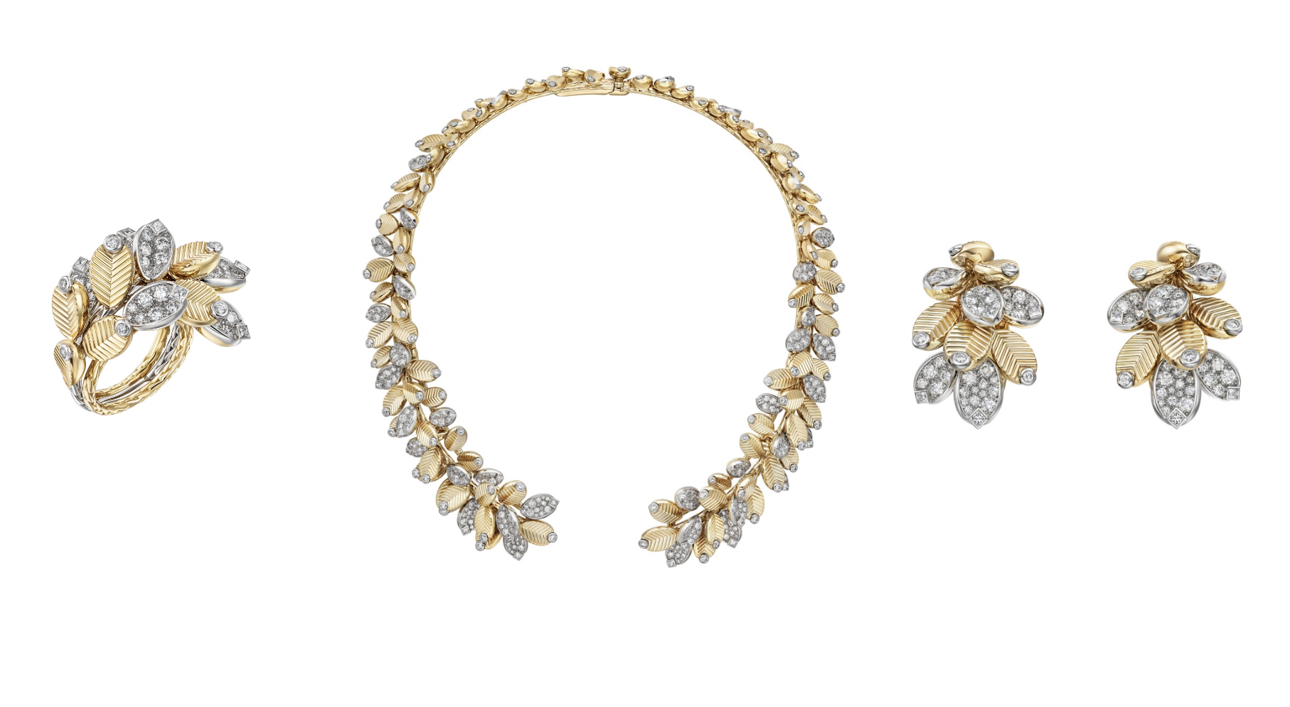 From left: Grain de Café ring, necklace and earrings