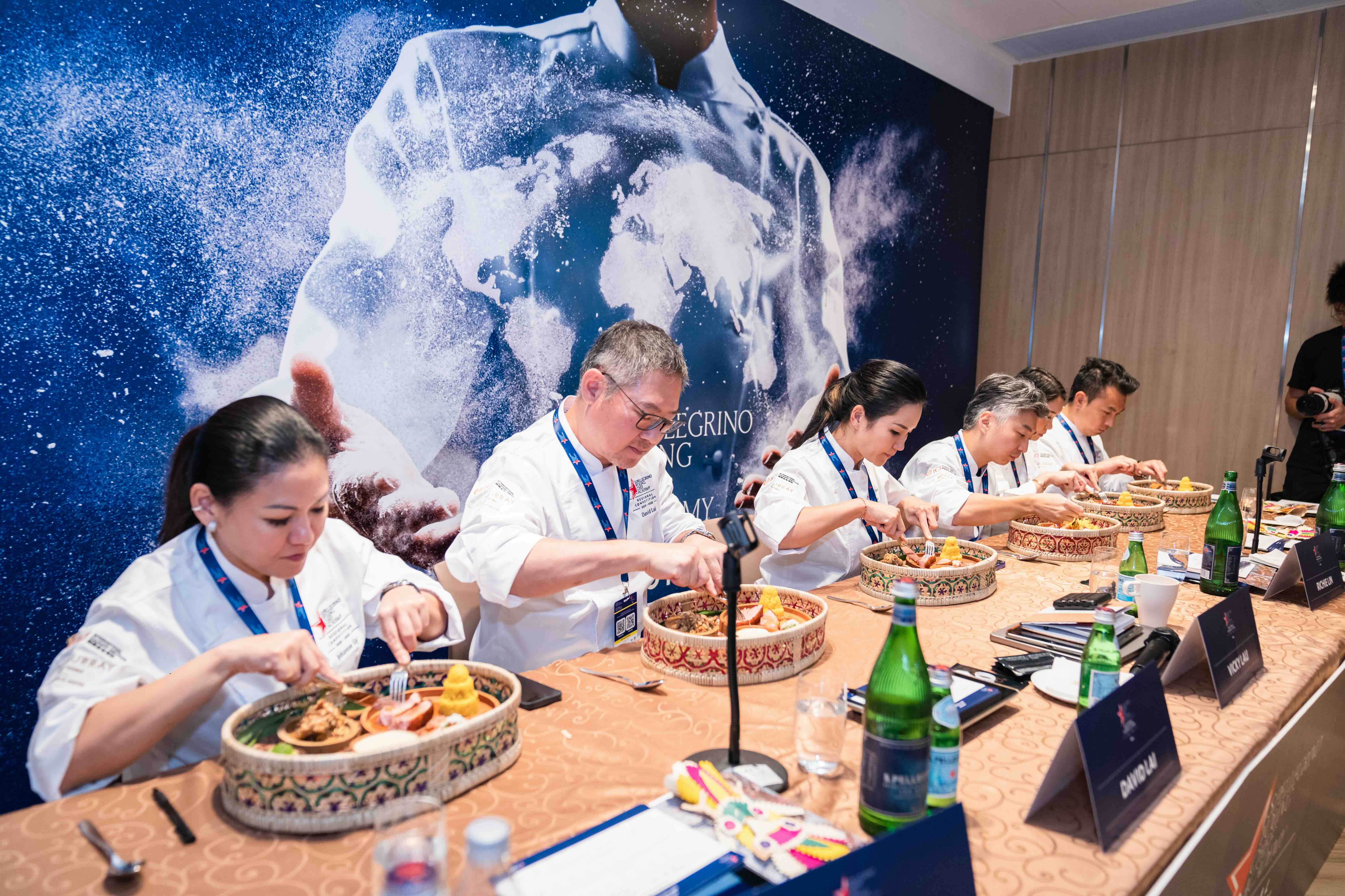 The jury enjoying Andy Ferguson's winning dish