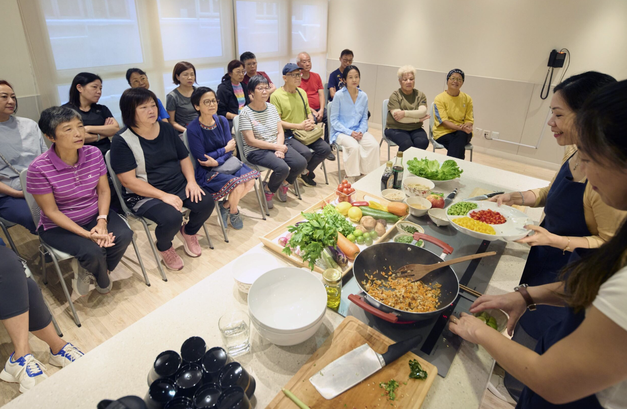 A cooking class, one of several wellness programmes offered by the HKCF.