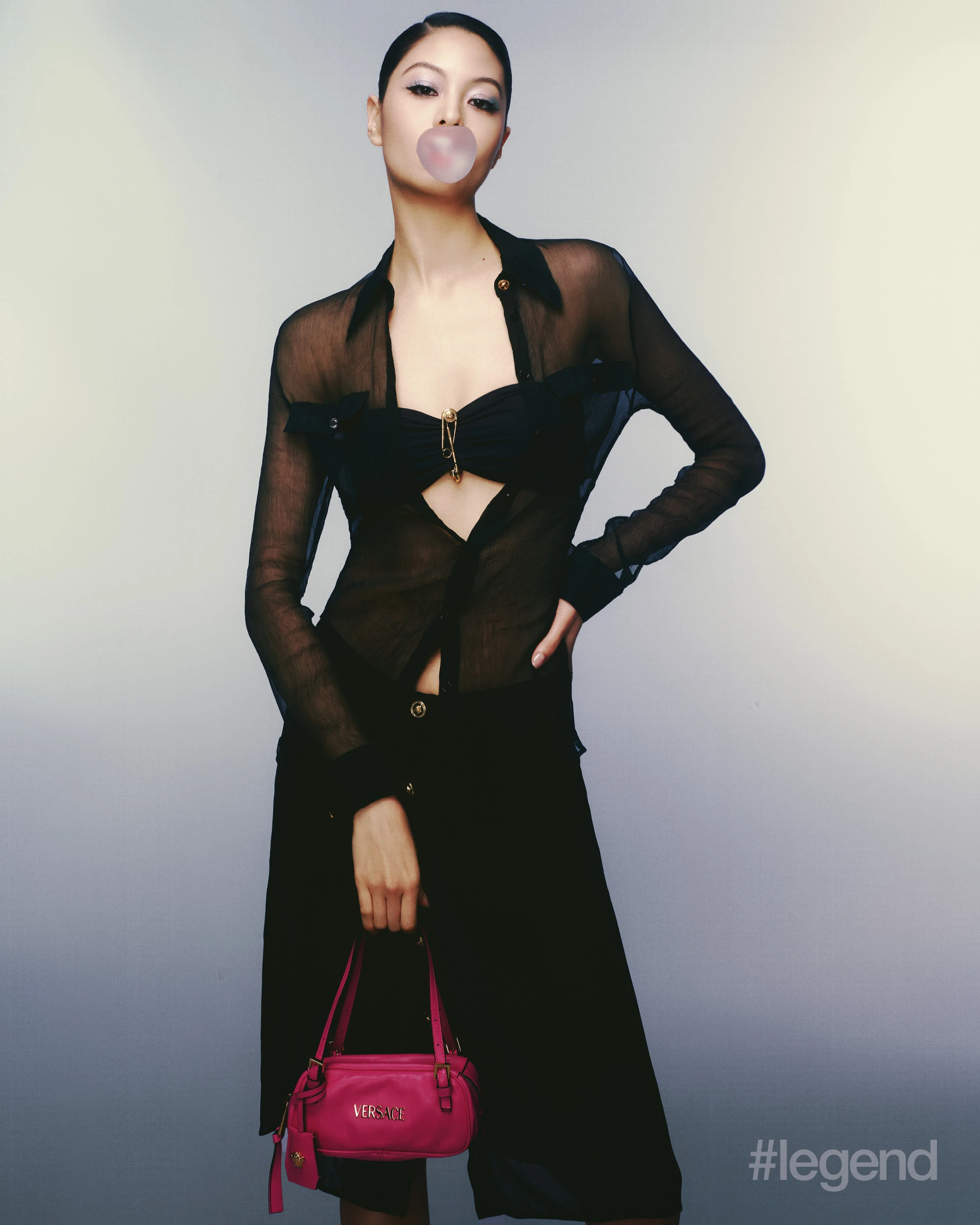 Bralette; Silk Crêpe Midi Shirt Dress; Versace bag, La Vacanza _ Versace