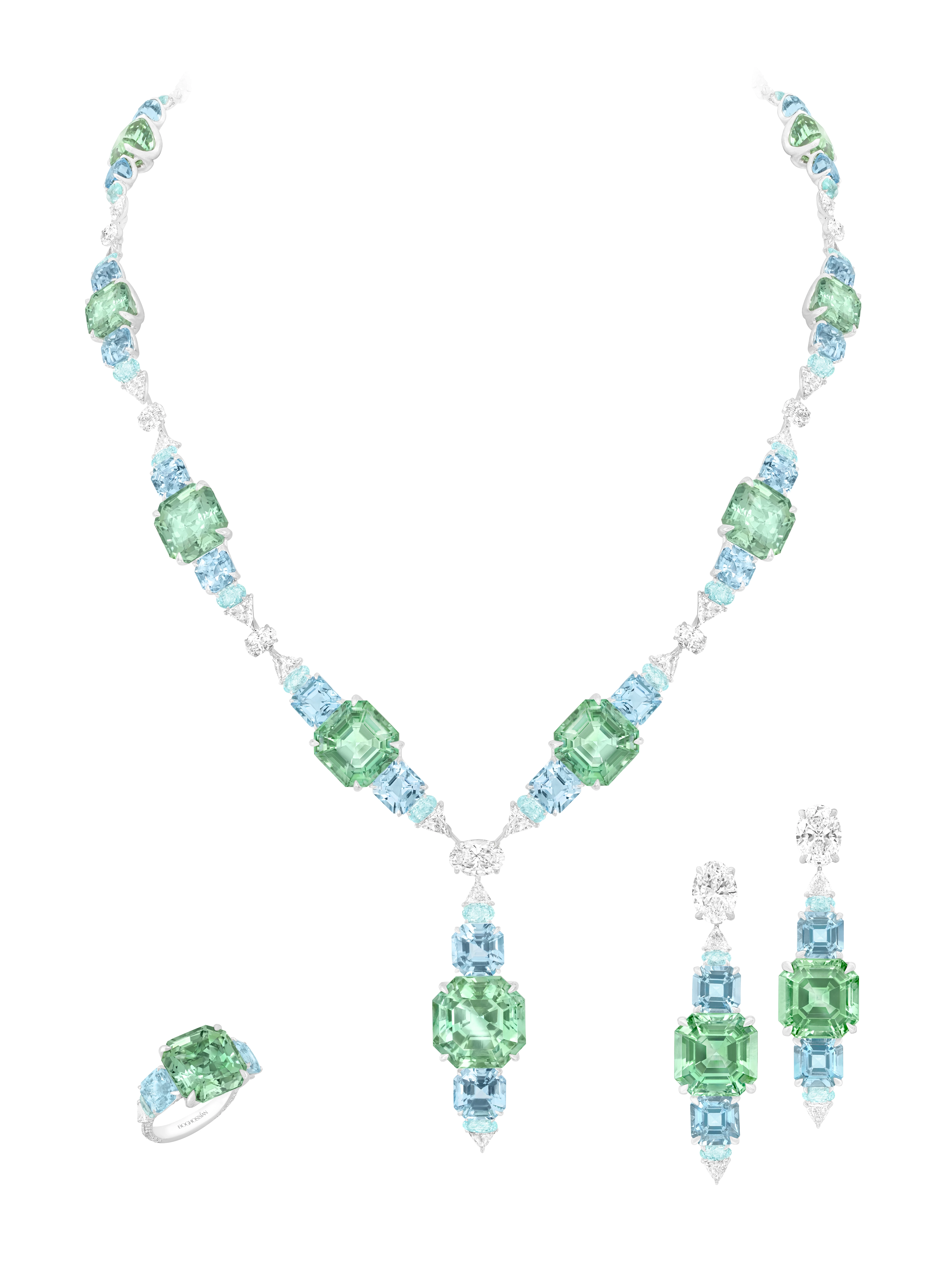 'Lirya' Tourmaline, Aquamarine and Paraiba Set