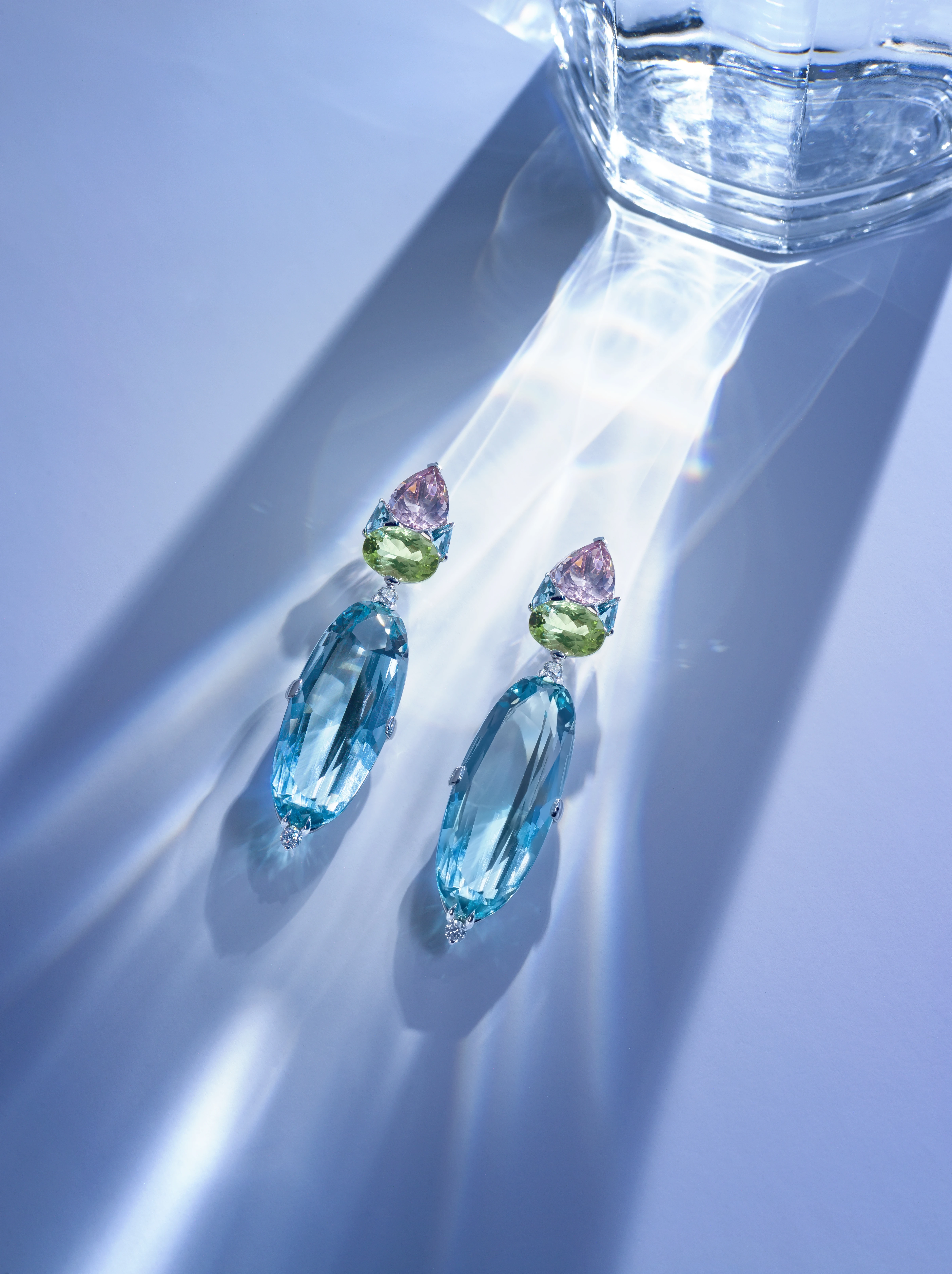 L to R: 'Lirya' Multi Colour Gemstone Earrings; 'Lirya' Multi Colour Gemstone Ring