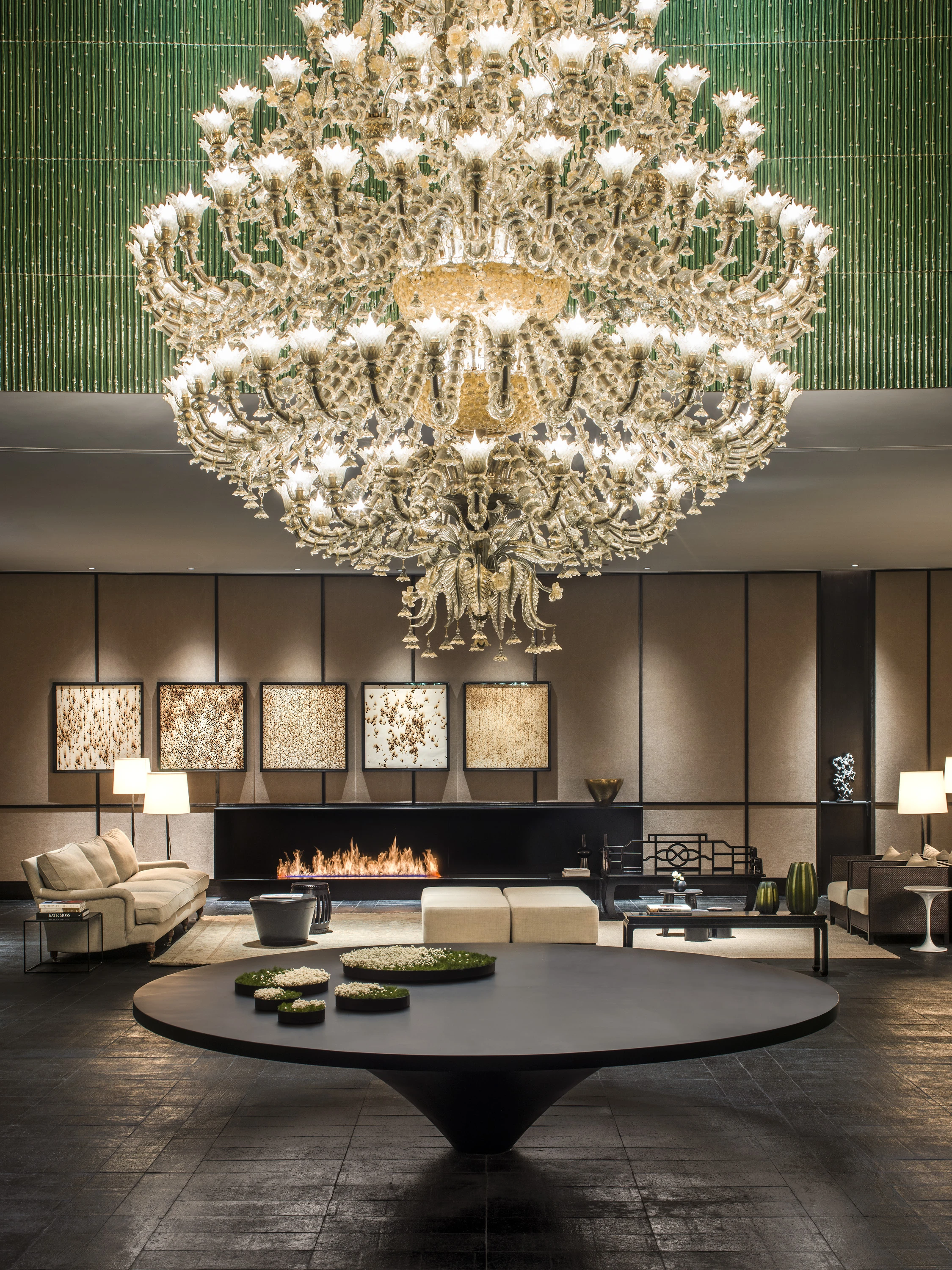 The Venetian chandelier takes pride of place in the foyer.