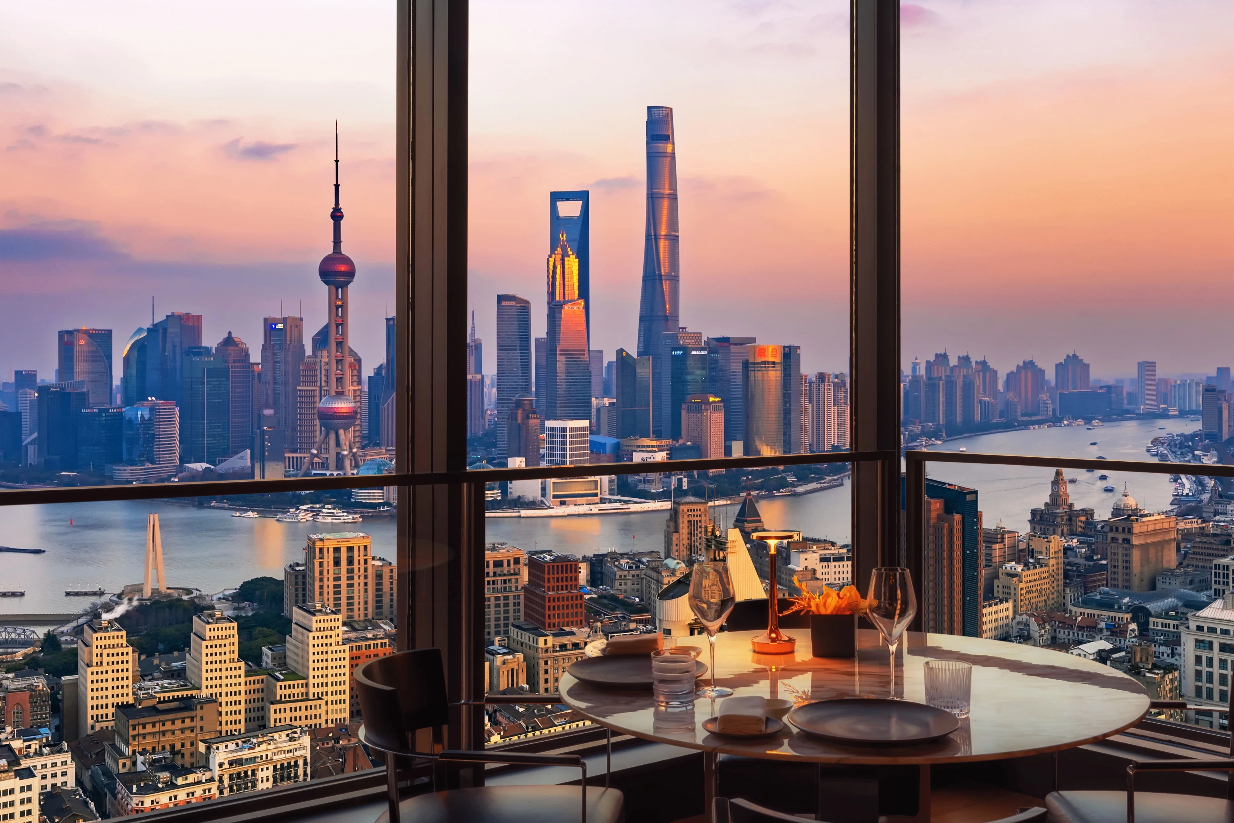 Views of The Bund from The Bulgari Bar.